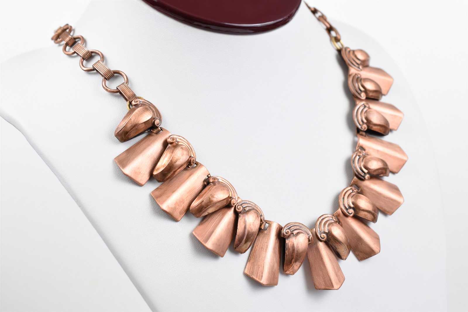 Solid Copper Art Deco Geometric Statement Necklac… - image 4