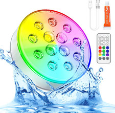 Pool Lights, Upgraded Rechargeable Submersible LED Lights with Remote Waterproof
