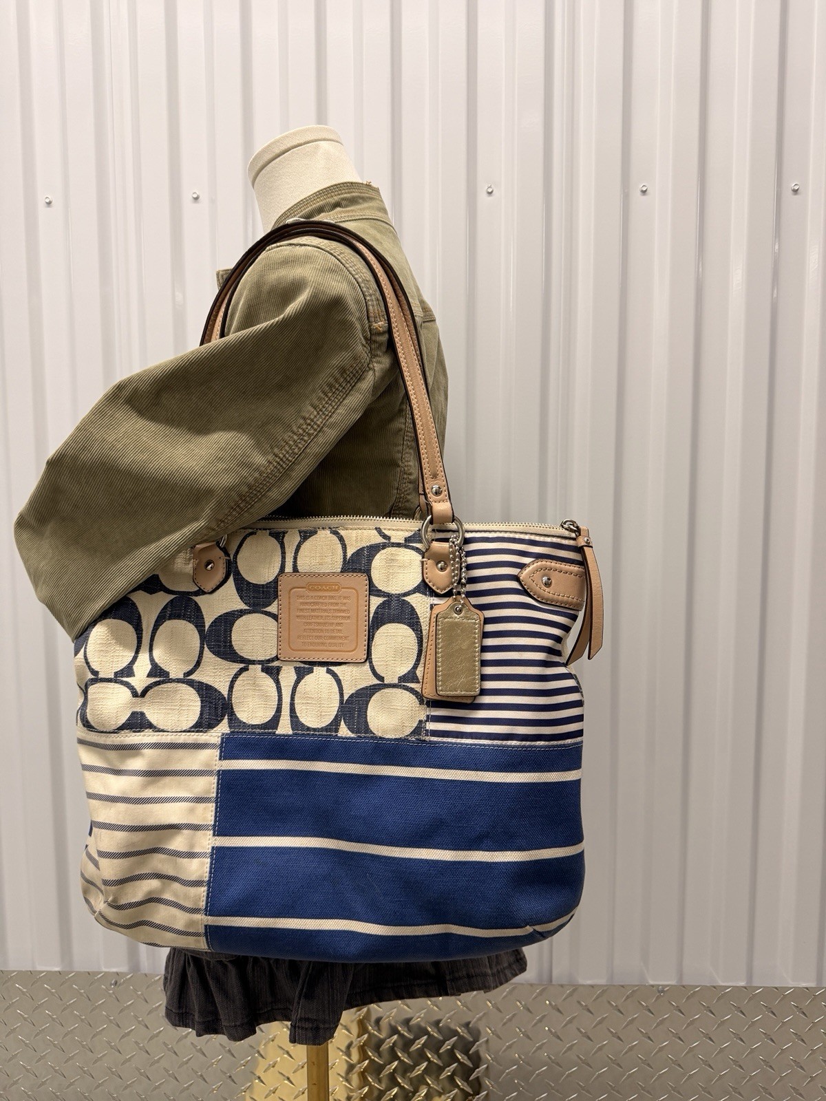 Coach patchwork Daisy convertible striped Shoulde… - image 3