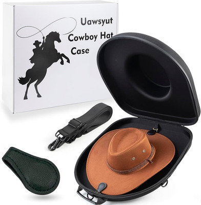 Crushproof Travel Cowboy Hat Case with Adjustable Strap - Black Fedora Carrier