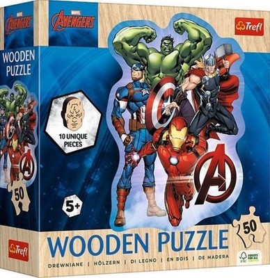 NEW Trefl Wooden Jigsaw Puzzle 50 Pieces 5+ Ages Marvel Avenger's Adventures