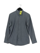 Next Men's Shirt Chest: 40 in Blue Polyester with Cotton Basic