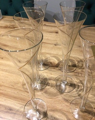 6. Sektflöten Sektglas Champagner Fontaine Goldspirale Leonardo