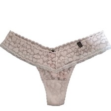 Victoria's Secret BRIDE Panty Thong NWT Satin Bows Bling Lace OSFA Hearts White