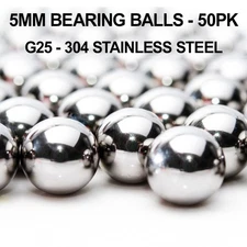 5mm Stainless Steel Bearing Balls - 50 pack - G25 - 304 Stainless Steel