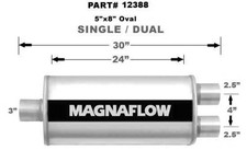 Magnaflow 5 X 8 Oval Muffler 12388 - 3-2.5 Centerdual - 24 Body Magnaflow 5 X 8 Oval Muffler 12388 - 3-2.5 Centerdual - 24 Body