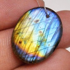 19Cts Natural Labradorite Cab Front Drill Jewelry Making Gemstone 22x16 mm L391