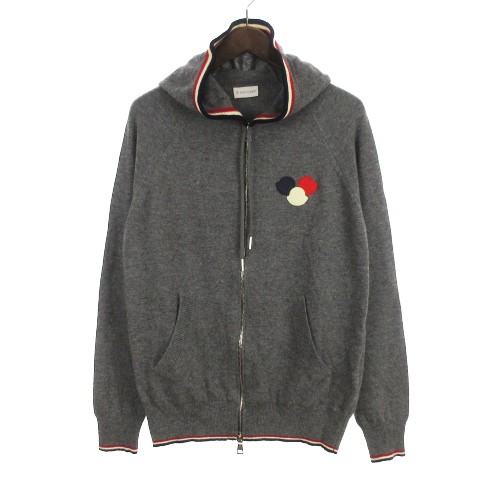 Moncler 17Aw Tricolor Patch Knit Zip-Up Hoodie Cardigan