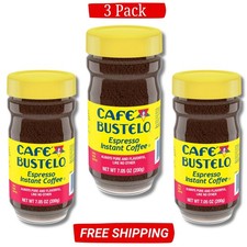 Cafe Bustelo, Espresso Style, Dark Roast Instant Coffee 7.05 oz Jar PACK OF 03 