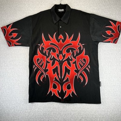 Dragonfly tribal rockabilly dress shirt men Large Button Up Punk Rock & Roll