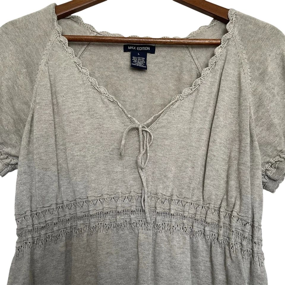 Top túnica babydoll edición Max para mujer Y2K L ganchillo cuello en Y boho Elena Gilbert Foto 3 de 4