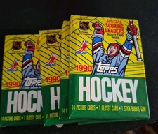 5 Topps 1990 1991 NHL Hockey Trading Cards Sealed Wax Pack & Bubble Gum