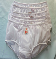 6 Underwear Nylon Comfort Woman Granny Panties Briefs High Waist 32"-36"L/White