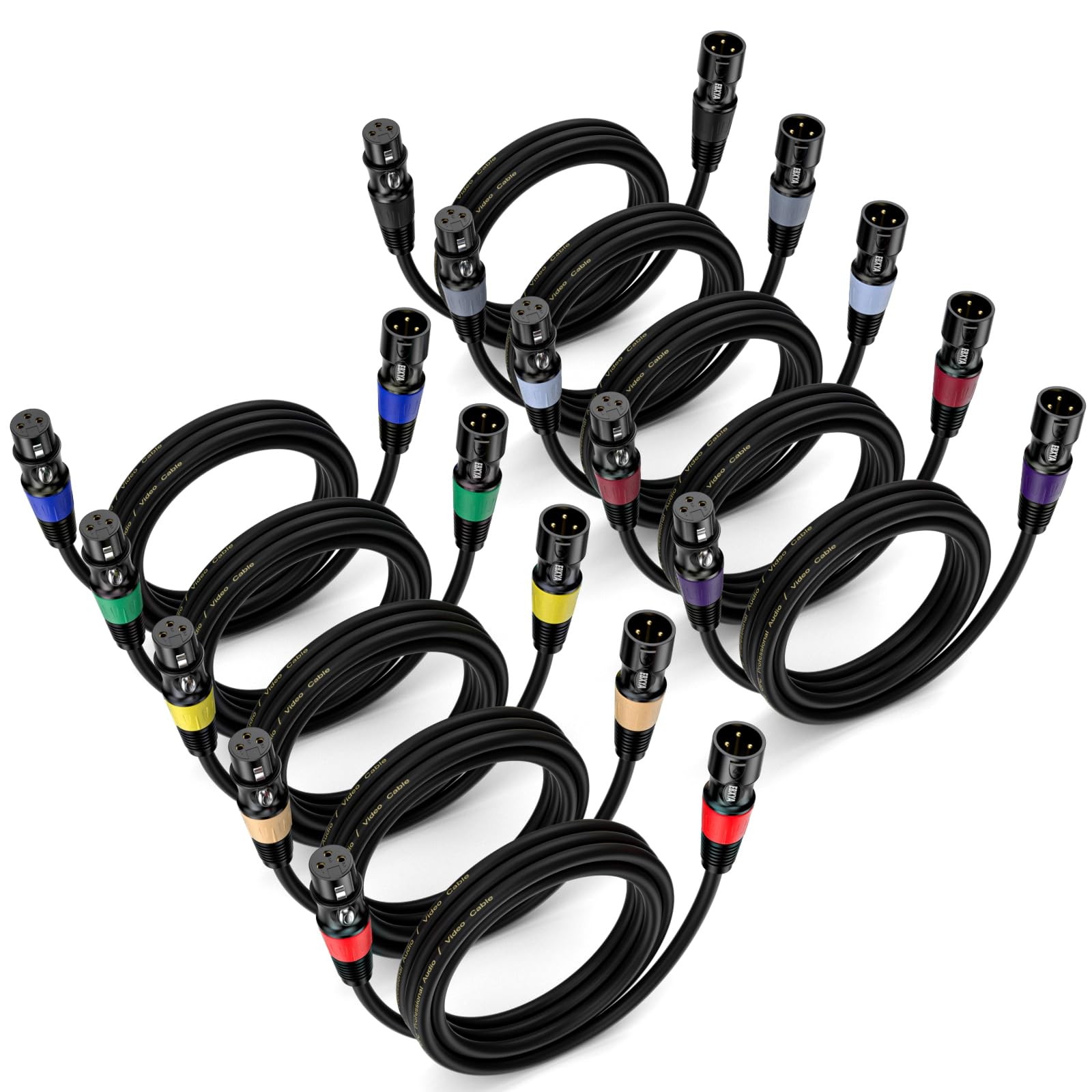 Cables 3ft 10 Pack - Standard Male to Female Microphone Cable with 3-Pin