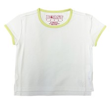 BOAST Girl's White/Sunny Lime Short Sleeve Tennis DOB Shirt $30 NEW