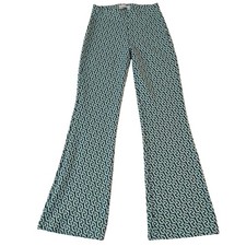 Urban Outfitters Womens S Printed Flare Leg Pants Blue Green Pattern