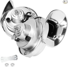 2PCS Super Loud Train Horns, Air Electric Snail Double Horn, 12V Color: Silver