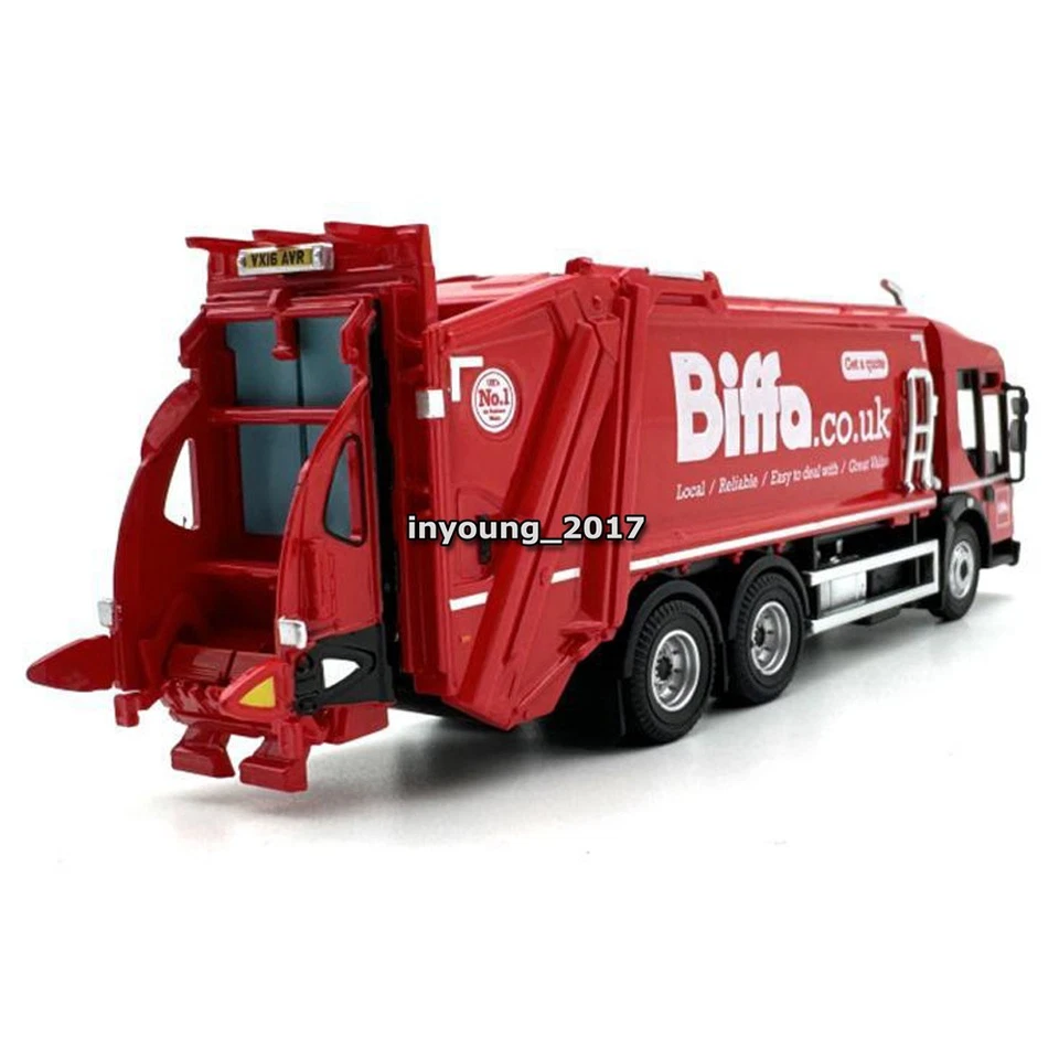 1:76 Dennis Garbage Truck Model Car Trash Truck Diecast Collectible Vehicle Red - Image 4 of 4