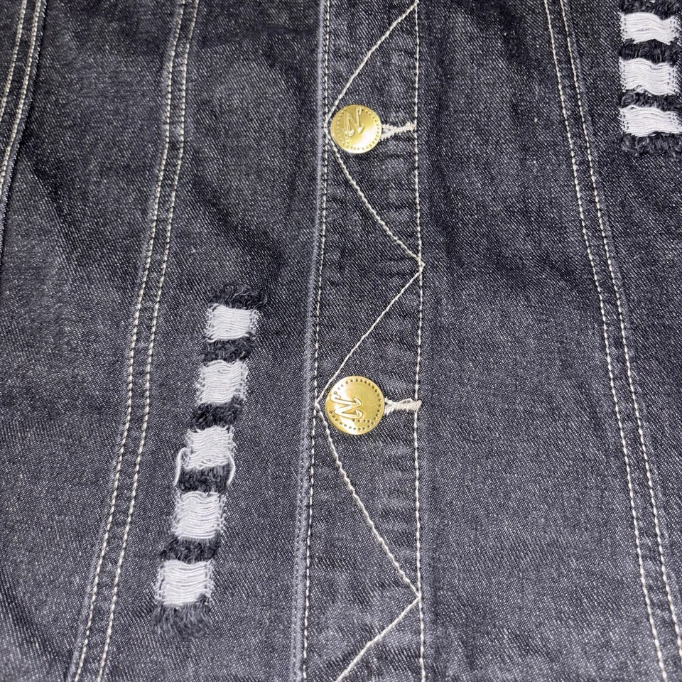 Fashion Art of Cowboy Men's Size Large Denim Vest Distressed Sleeveless Biker - Image 2 of 4