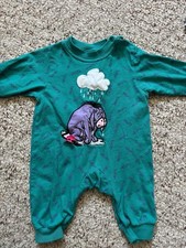 Vintage Pooh Disney Store Tag Embroidered Eeyore Romper Raised Bow 6 Month