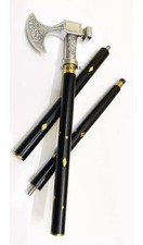 Antique Hand Carved Wooden Walking Stick Cane Solid Brass Handle Vintage Gift