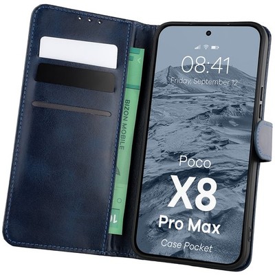 Handyhülle mit Klappe für Xiaomi POCO X8 Pro Max Bizon Case Etui Dunkelblau