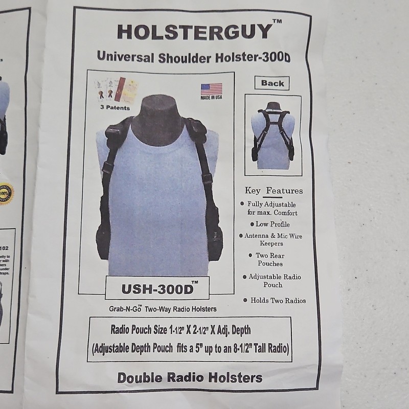 Holsterguy USH-300D Universal Shoulder Holster Double Two-Way Radio Holsters