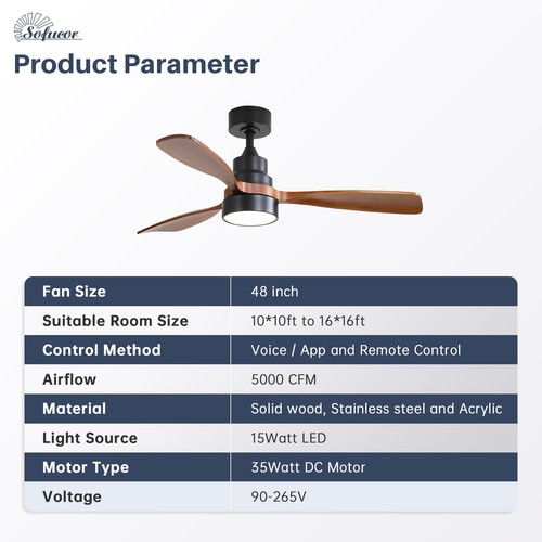 48 Inch Ceiling Fans with Lights Smart Indoor/Outdoor Ceiling Fan with Remote... - Picture 8 of 8