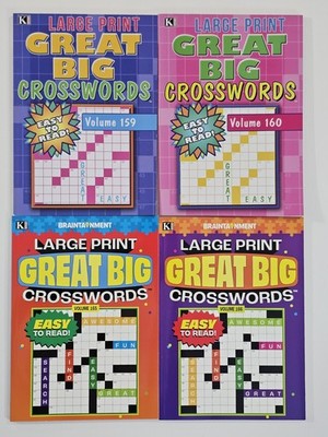 New 4 Large Print Great Big Crosswords Kappa Puzzle Books Vol#159-166  Fun Hobby