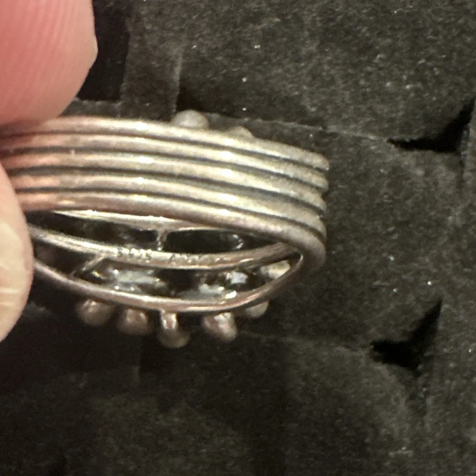 Anillo de plata esterlina Pandora rosa esmalte semilla perla flor Ale falta piedra Foto 4 de 4