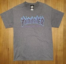 Thrasher Magazine T Shirt Men Medium Spell Out Logo Skater Street Charcoal Gray