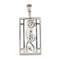 Men's Silver Rennie Mackintosh Style Oblong Necklace Men's Silver Rennie Mackintosh Style Oblong Necklace