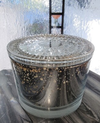 Sonoma WINTERBERRY AND SPRUCE 3-Wick Large Candle Mirrored Glass Jar and Lid