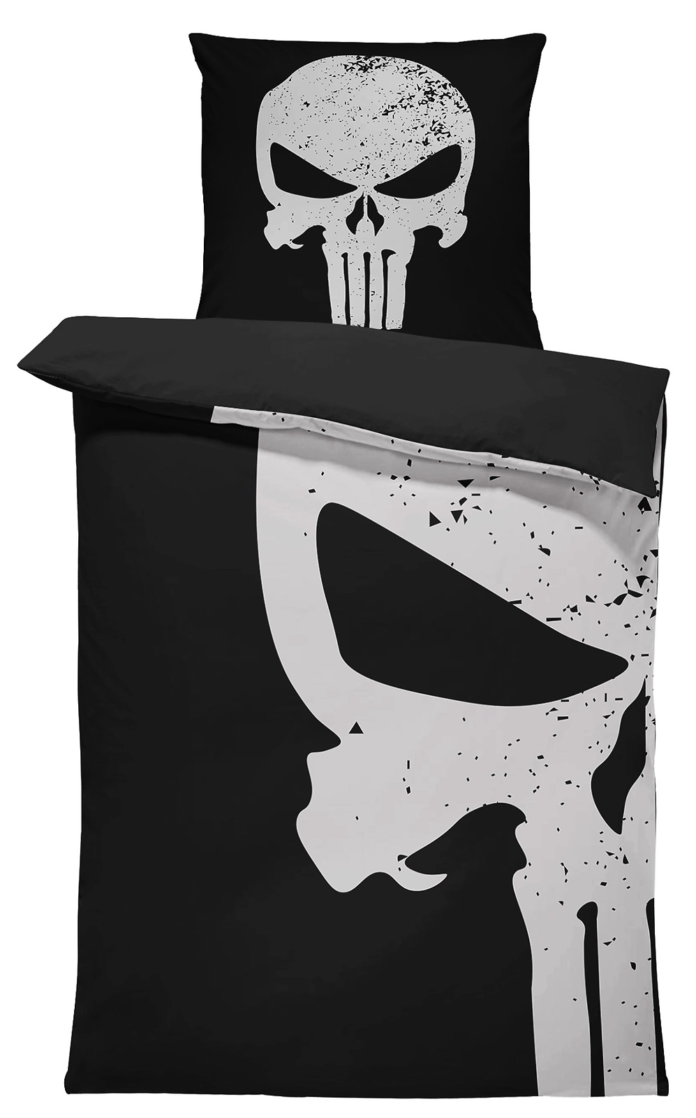 4 teilig Bettwäsche 135x200 cm Totenkopf Muster Skull schwarz Wende Microfaser