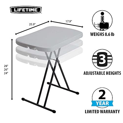 80251 2 ft (0.66 m) Personal Folding Table - White - Picture 3 of 5