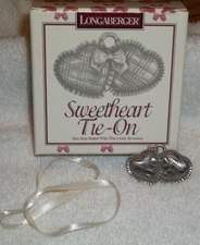Vintage Longaberger Sweetheart Tie-On 1997 basket accessory pewter heart NEW MIB