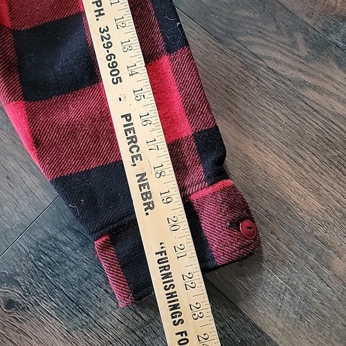 Vtg Woolrich Buffalo Plaid Collar Zip short men's coat Sz 44 Wool Red Black - Picture 16 of 24