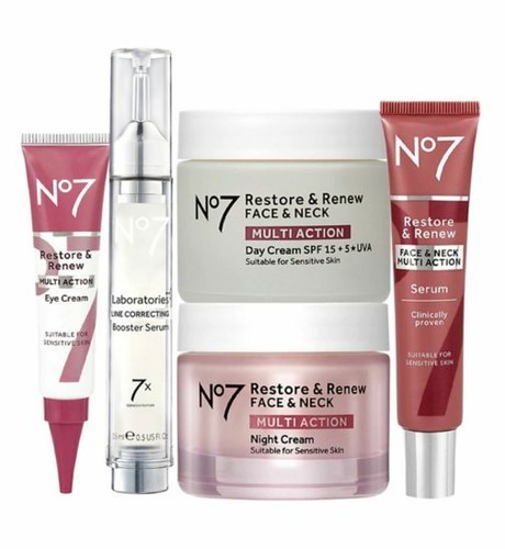 Anti Aging Restore & Renew Face & Neck Multi Action Serum 2 x 75ml UK By Boots - Picture 5 of 10