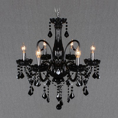 Mid-Century 6-Light Ceiling Lighting Candle Glass Chandelier Indoor Lamp Fixture