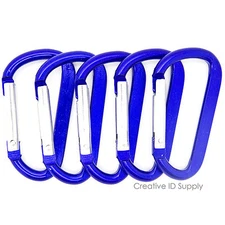 500pcs 2.25" BLUE Aluminum Carabiner D Shape, Keychain Clip Hook Snap Clip