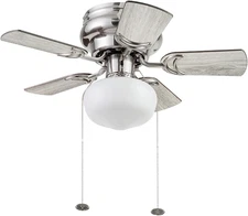 Hero, 28 Inch Traditional Flush Mount Indoor LED Ceiling Fan with Light, Pull Ch