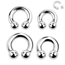 6G 9/16" 5/8" GAUGES INTERNALLY THREADED STEEL HORSESHOE HOOP MALE PIERCING RING