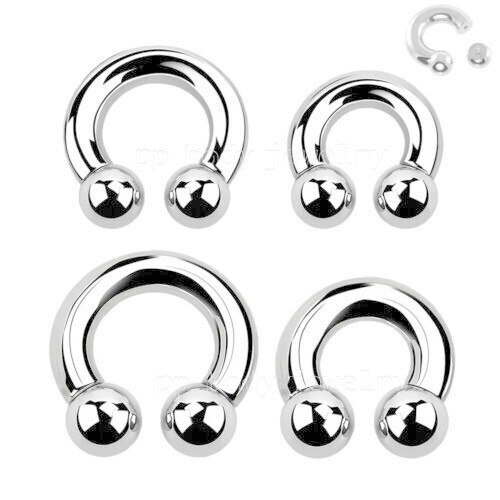 8G 1/2" 9/16" 5/8" GAUGE INTERNALLY THREADED STEEL HORSESHOES HOOP PIERCING RING - Picture 1 of 4