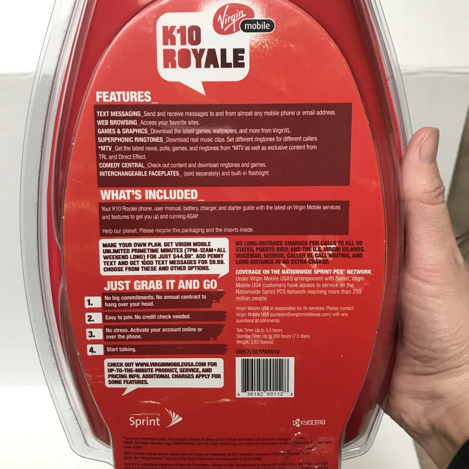 NEW - Kyocera Virgin Mobile K10 Royale Cell Phone - FACTORY SEALED ‘04 - Image 4 of 4