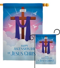 Happy Asgension Garden Flag Religious Faith Decorative Gift Yard House Banner