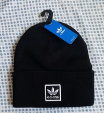 NEW Adidas Originals Logo Black Beanie Hat Tall Fit Utility OSFM Trefoil