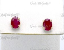 2 ct 14k Solid Yellow Gold Natural Ruby Stud Earring prong set July Birthstone