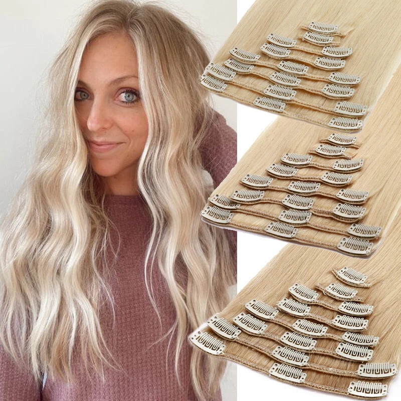 CLEARANCE 100 Human Hair Clip In Real Remy Hair Extensions Full Head 12 24 inch