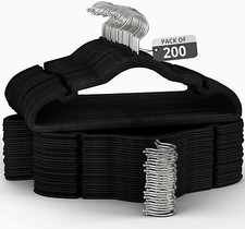 Velvet Clothing Hangers, 200 Pack, BlackGrayIvory, Non-Slip