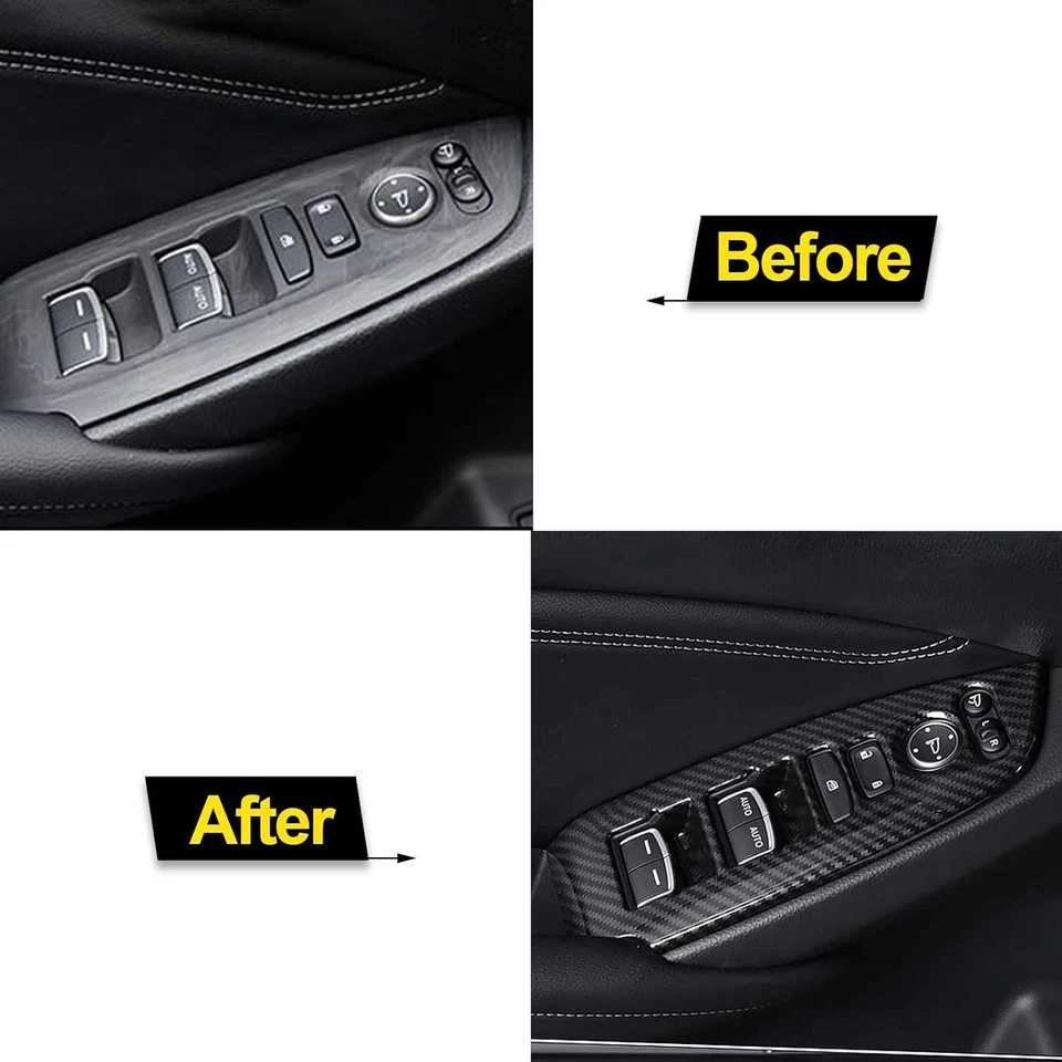 Carbon Fiber Look Inner Window Switch Panel Cover Trim For Honda Accord 2018-21 Foto 2 de 4